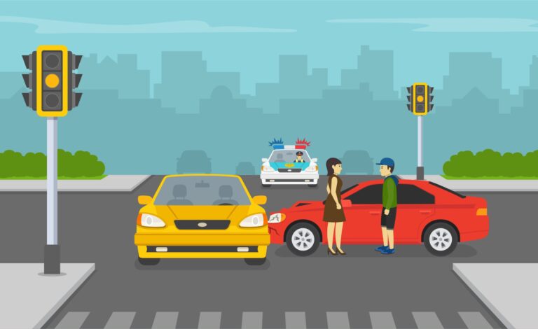 auto en carretera con senal de transito