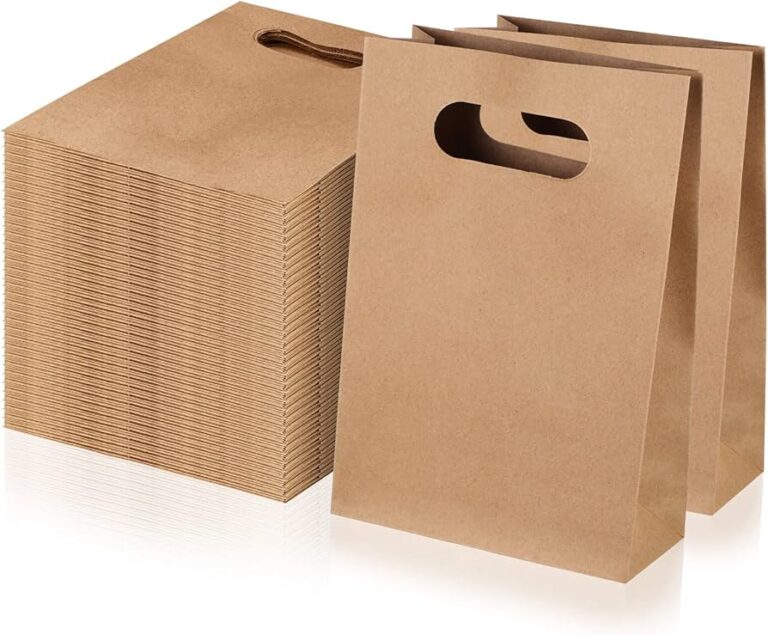 bolsa de papel con asa troquelada elegante