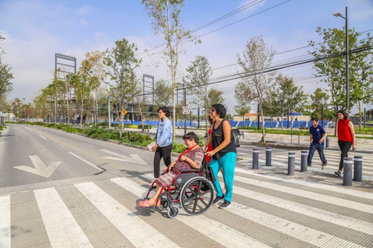 calles peatonales con arboles y personas felices