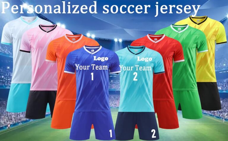 camisetas de futbol en una tienda colorida