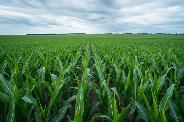 campo de maiz bajo un cielo nublado