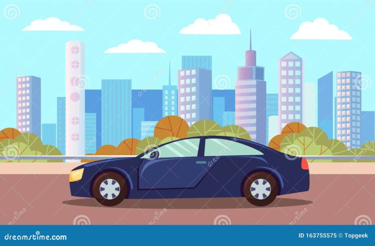 carro azul marino en un paisaje urbano