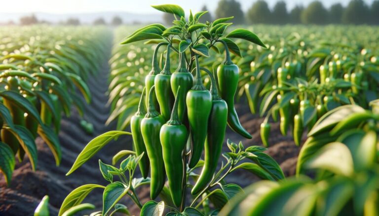 chiles serranos en un campo de cultivo