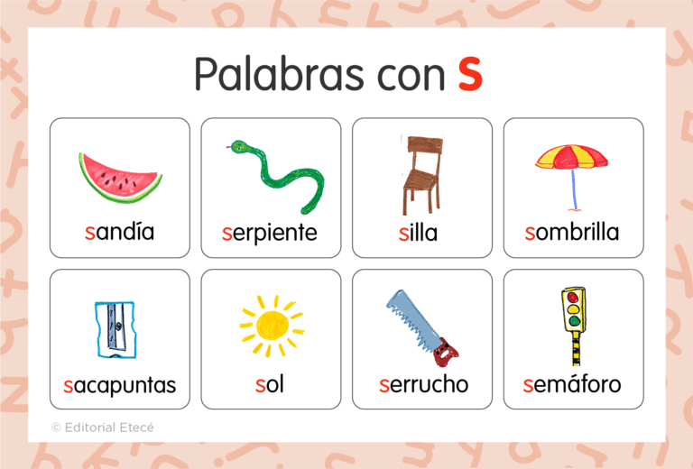 colores y objetos que comienzan con s