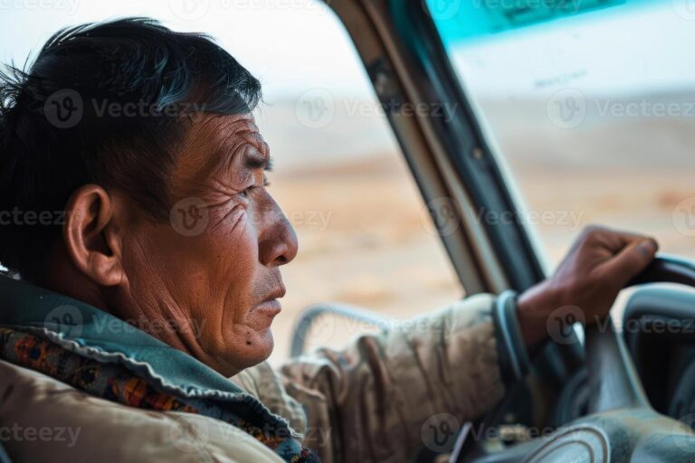 conductor enfocado en la carretera