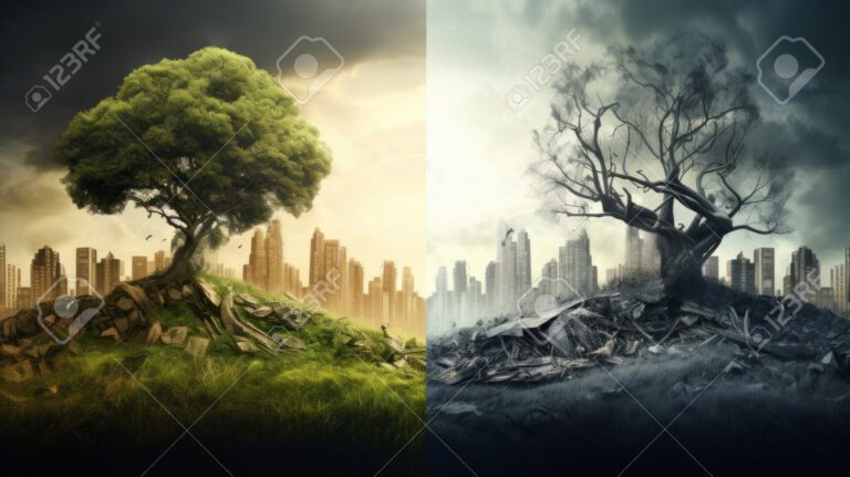 contaminacion ambiental y naturaleza en contraste