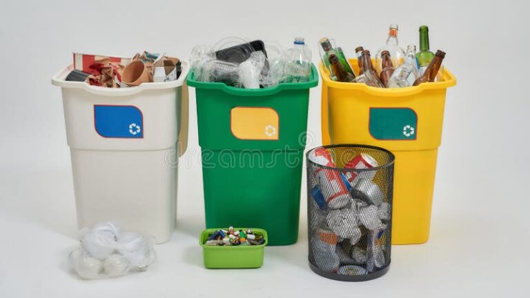 contenedor de reciclaje colorido y lleno