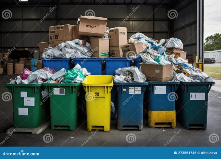 contenedor de reciclaje lleno de materiales