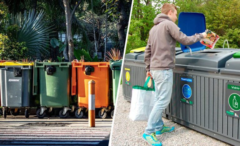 contenedores de reciclaje bien organizados
