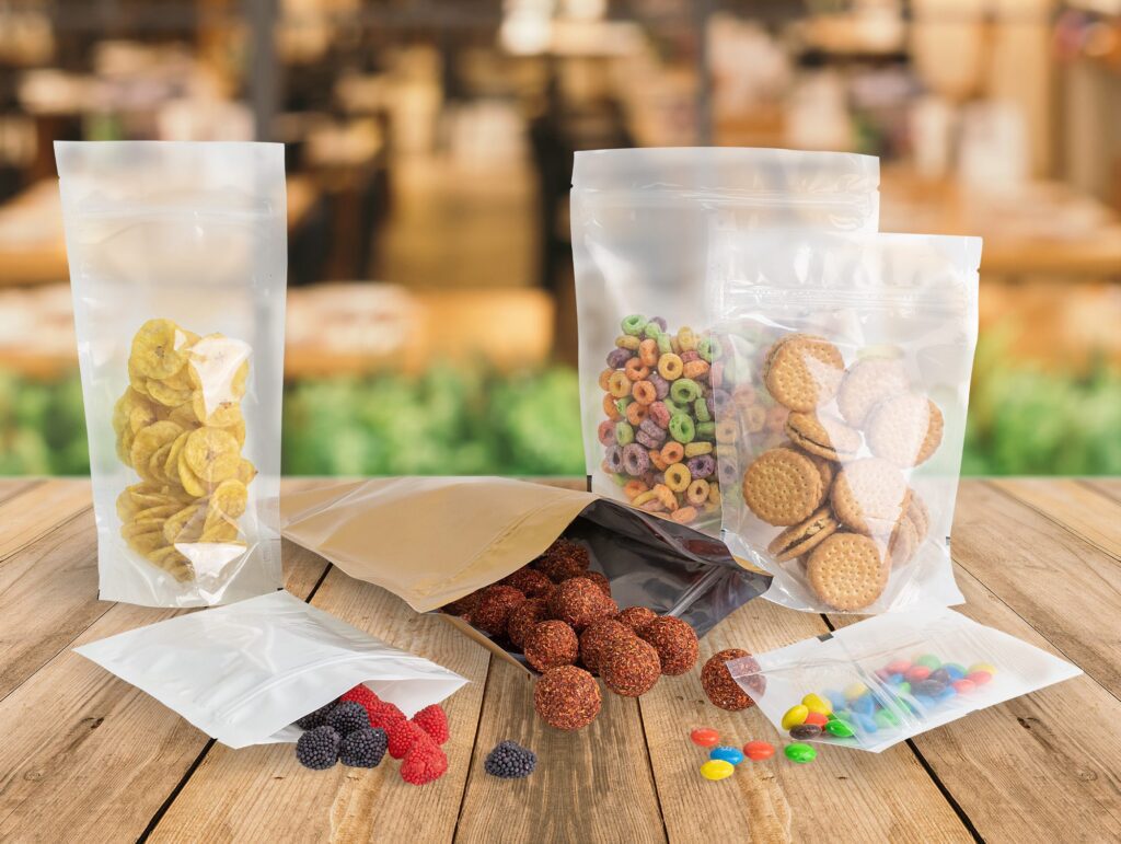 envase stand up pouch con productos variados