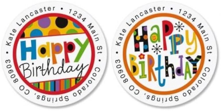 Cómo hacer una etiqueta redonda para cumpleaños con diseño feliz 28 etiqueta redonda colorida para cumpleanos