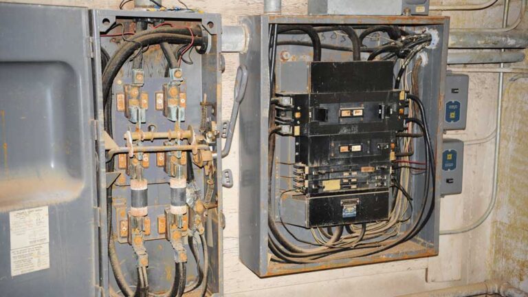 fusibles en un panel electrico desconectado