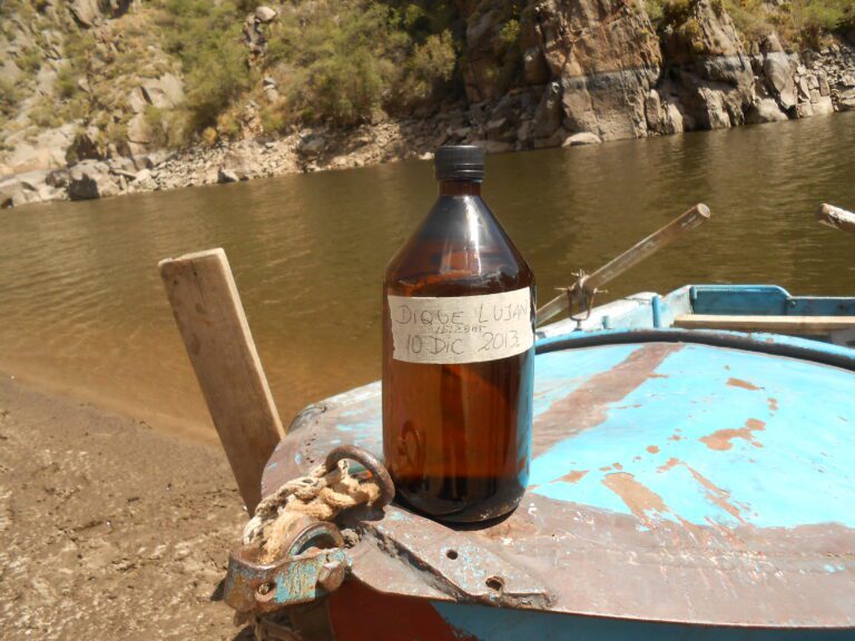 garrafa de agua en un entorno natural