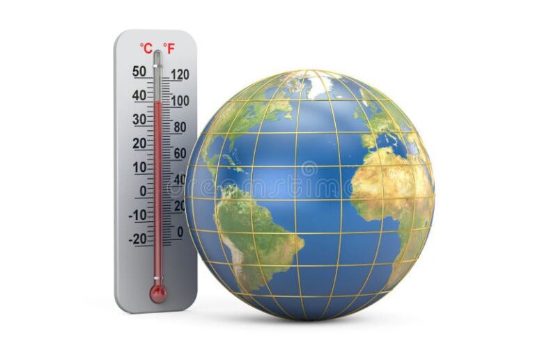 globo terraqueo con termometro ambiental