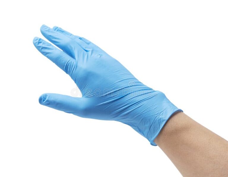 guantes de nitrilo en fondo blanco