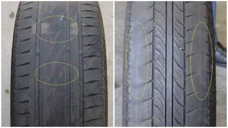 llanta desgastada junto a llanta nueva