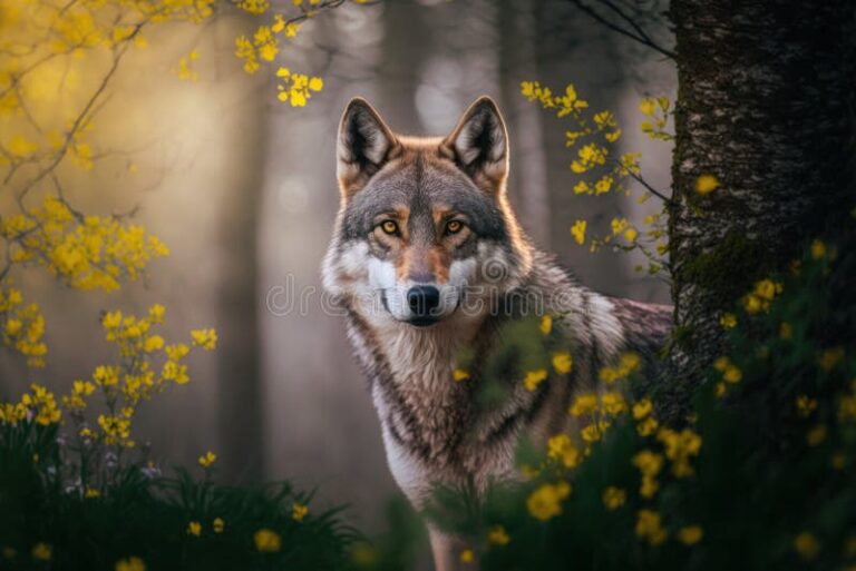 lobo salvaje en su habitat natural
