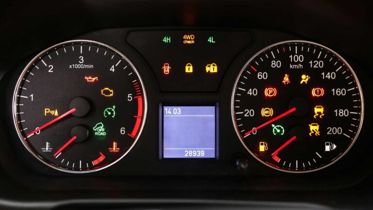 luces del tablero de un automovil encendidas