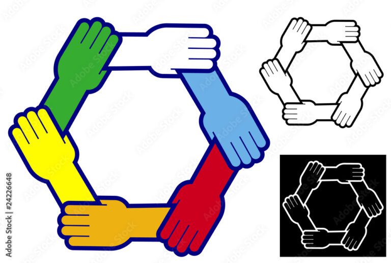 manos unidas de diferentes colores