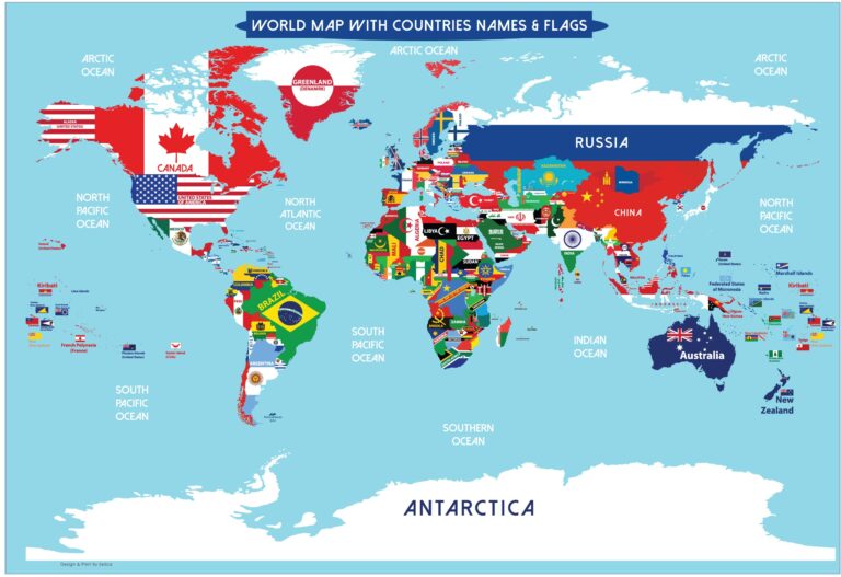 mapa de chile con banderas de paises