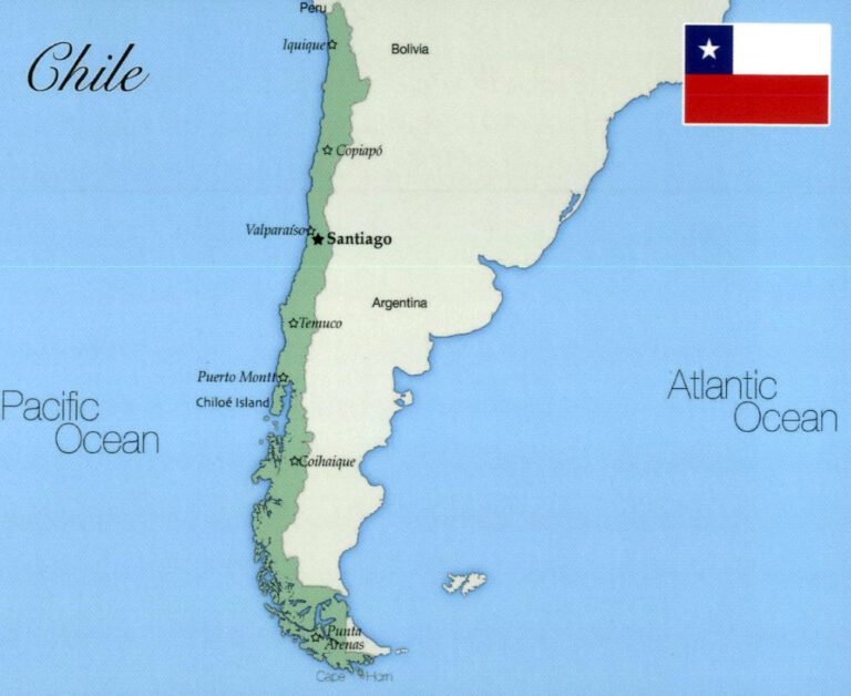 mapa de chile con sus dimensiones destacadas