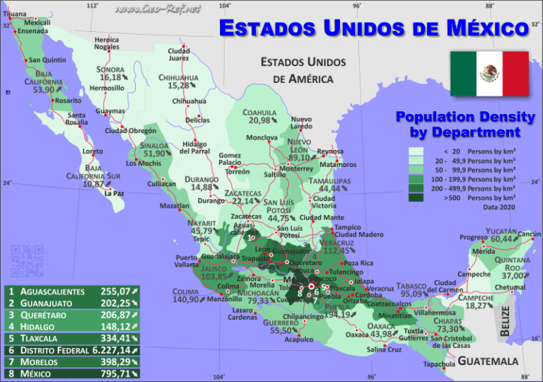 mapa de mexico con poblacion por estado