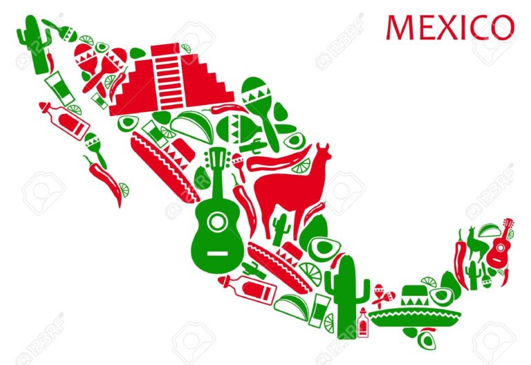mapa de mexico con simbolos nacionales