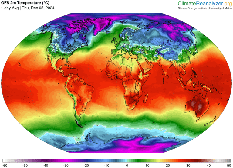mapa del mundo con efectos climaticos visibles