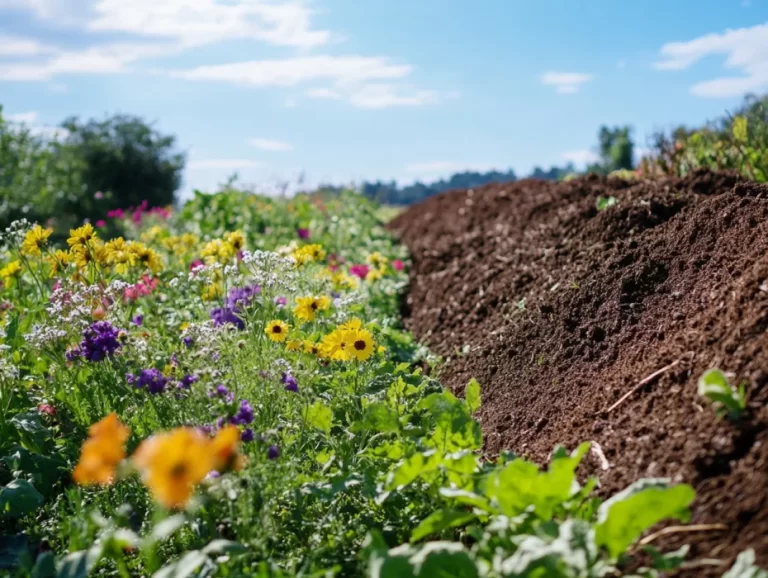 monton de composta con pasto verde alrededor