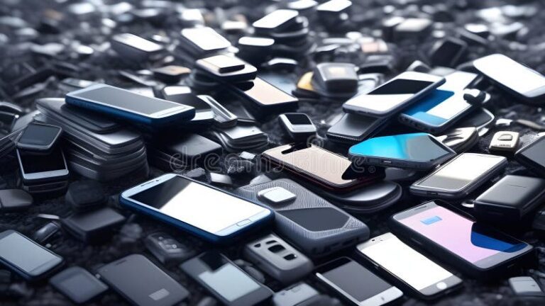 monton de telefonos celulares desechados
