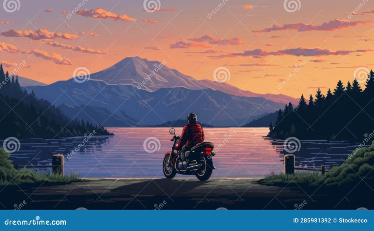 moto abandonada en un paisaje sereno