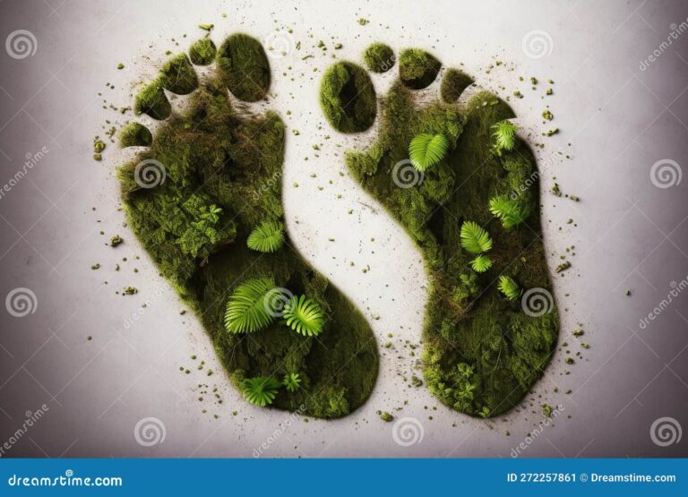 naturaleza verde con huellas de pies