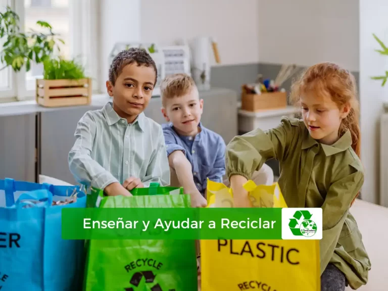 ninos aprendiendo a reciclar juntos