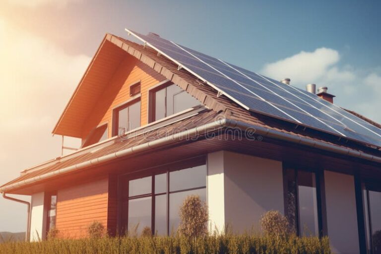 paneles solares en un hogar moderno
