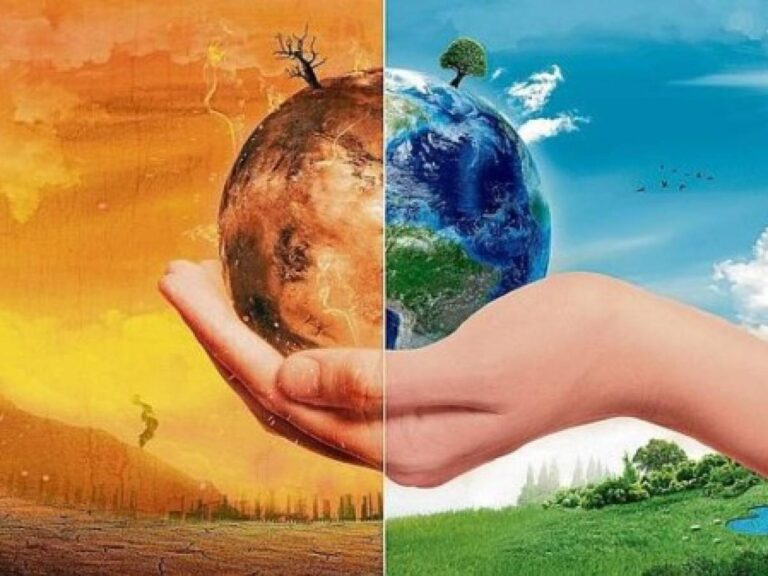 planeta tierra con efectos del calentamiento
