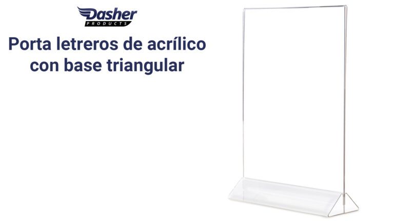 porta letreros de acrilico en exhibicion