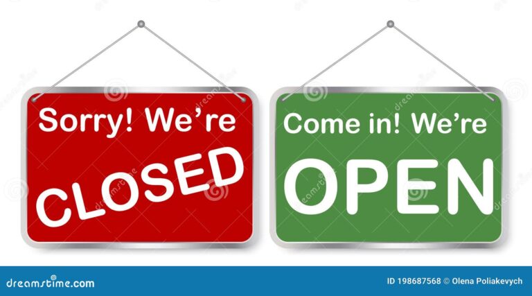 puerta de tienda abierta y cerrada