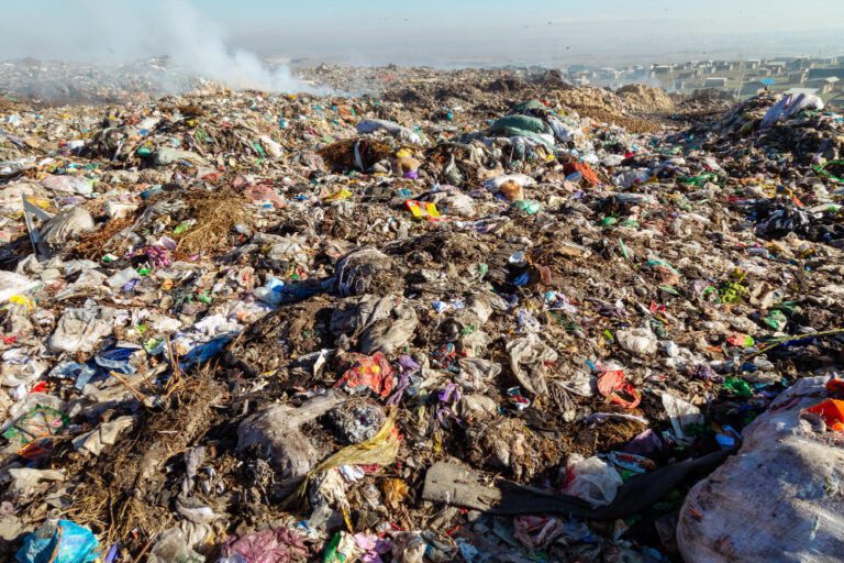 quema de basura en un vertedero
