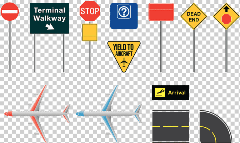 senales e iconos de aeropuerto variados