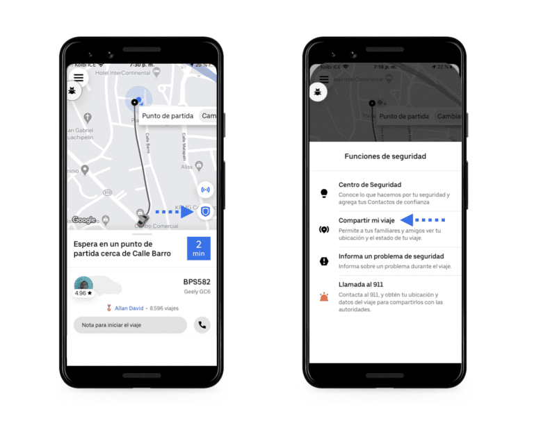 tarifas de viaje en uber ilustrativas