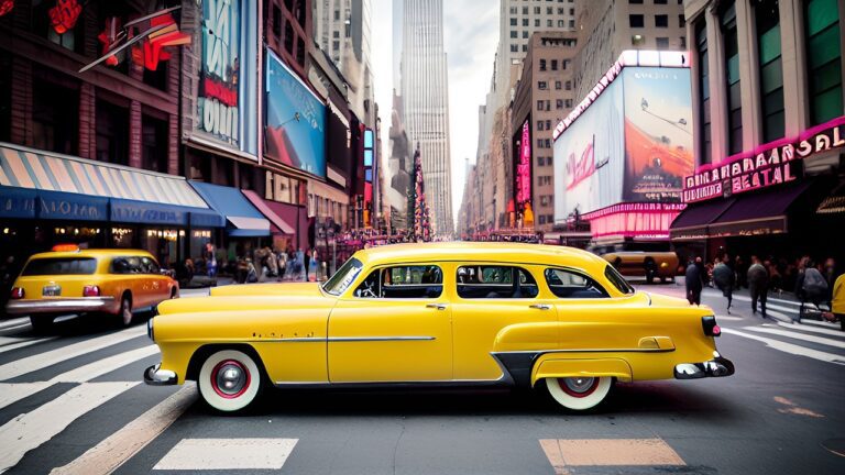 taxi en un paisaje urbano