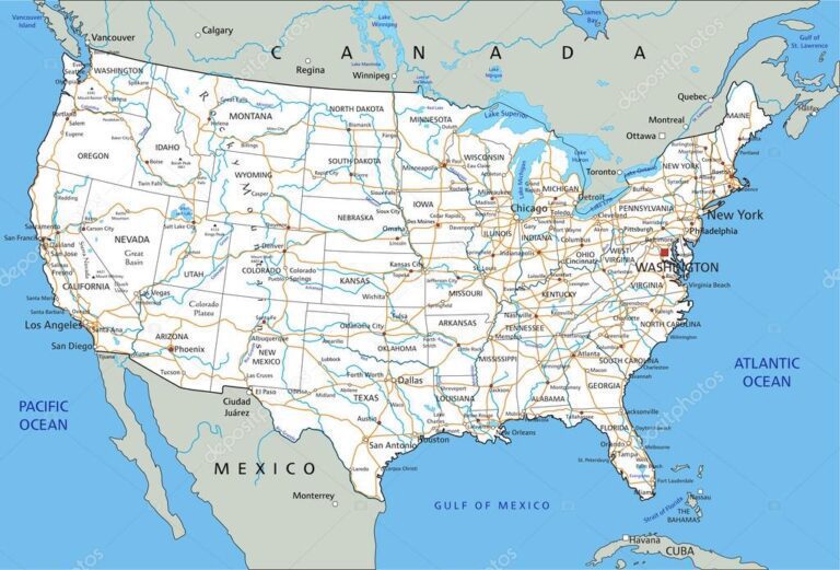 un mapa de carreteras del continente