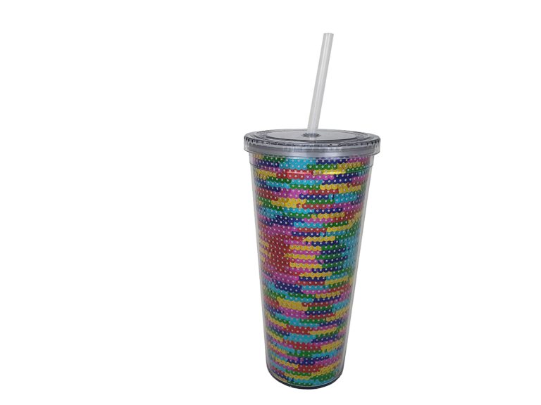 vasos brillantes con glitter en tienda