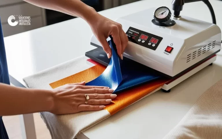 vinilo textil sobre una plancha caliente
